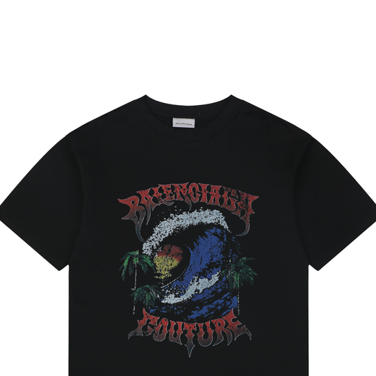 Balenciaga SS26 Vintage Surfer Graphic Knit T-Shirt – Men's
