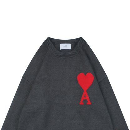 AMI Paris Heart-Jacquard Crew-Neck Sweater