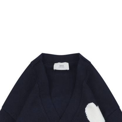AMI Paris Heart-Jacquard Turtleneck Cardigan | Knit Layer