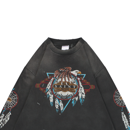 Saint Michael Flying Eagle Feather Print Long-Sleeve T-Shirt