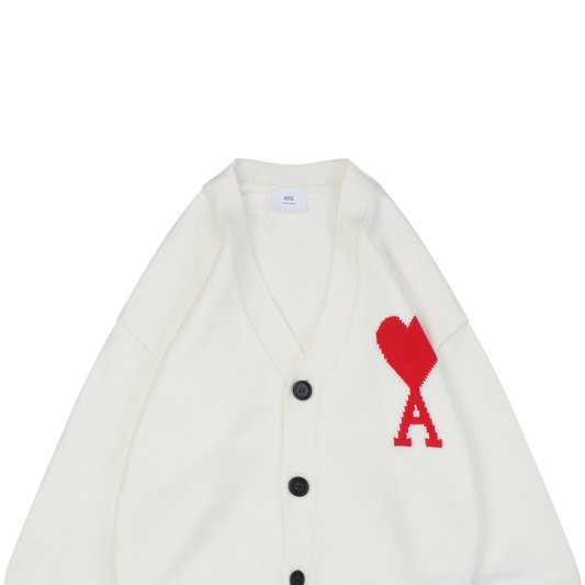 AMI Paris Heart-Jacquard Turtleneck Cardigan | Knit Layer