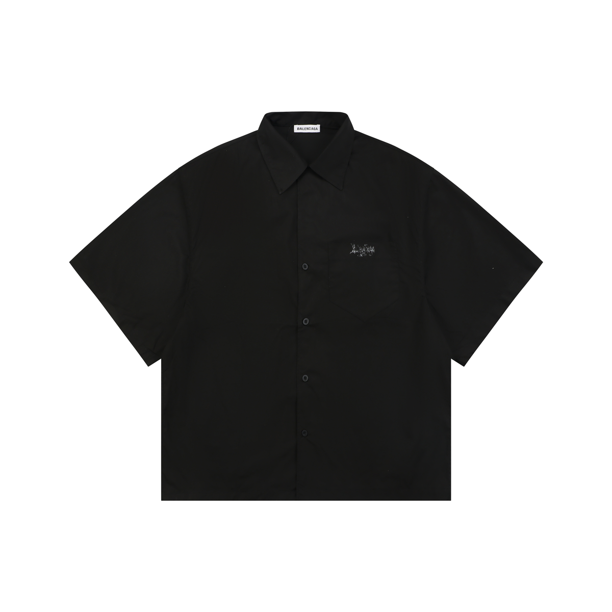 Balenciaga Short-Sleeve Shirt | Distressed Gothic Lettering Print