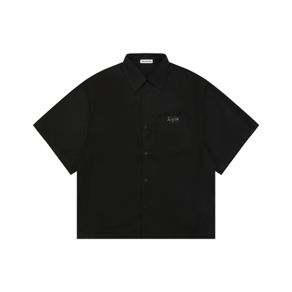 Balenciaga Short-Sleeve Shirt | Distressed Gothic Lettering Print