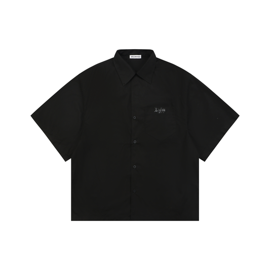 Balenciaga Short-Sleeve Shirt | Distressed Gothic Lettering Print