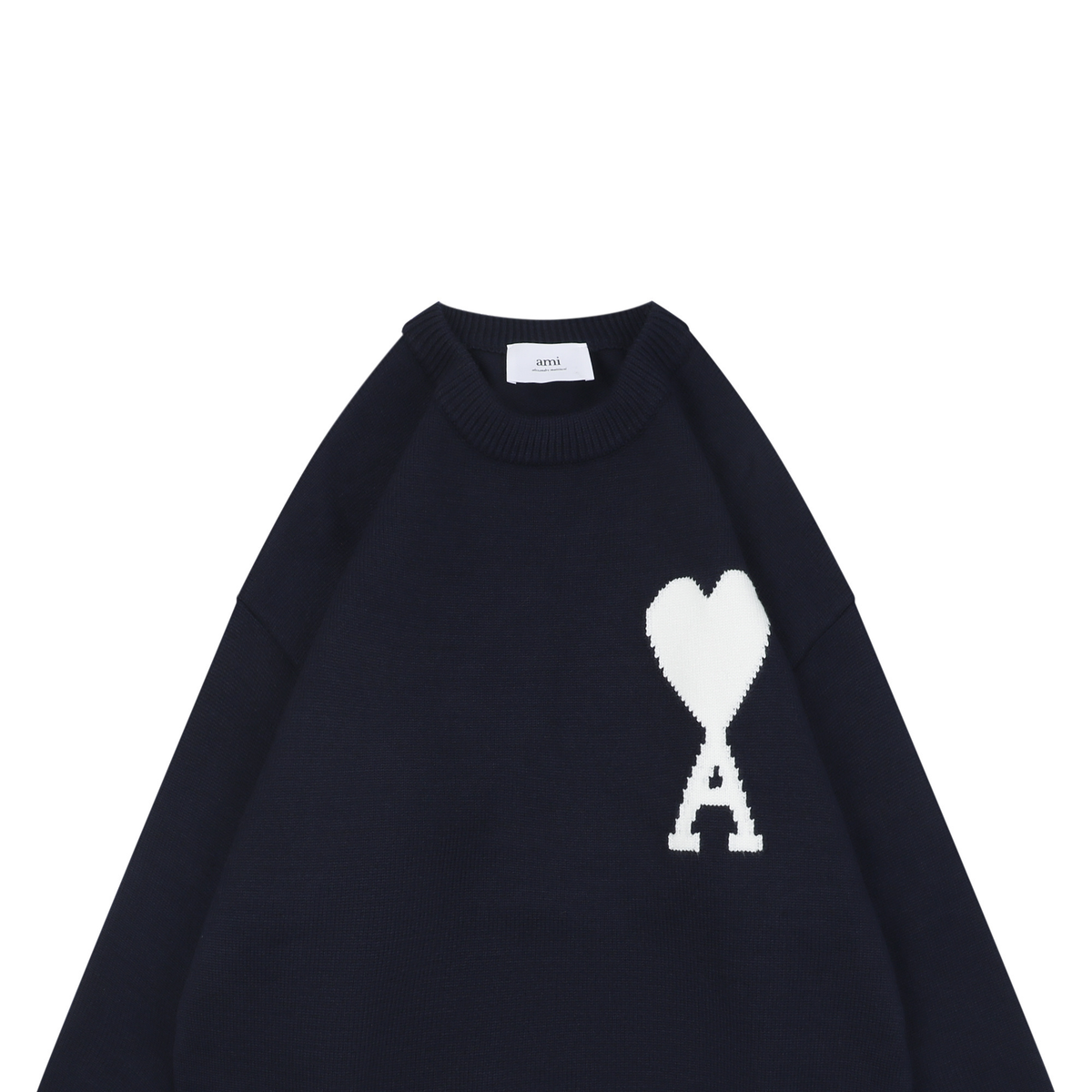AMI Paris Heart-Jacquard Crew-Neck Sweater | Knit Pullover