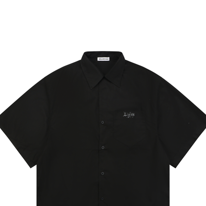 Balenciaga Short-Sleeve Shirt | Distressed Gothic Lettering Print