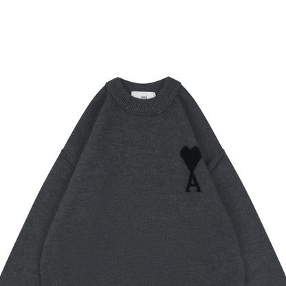 AMI Paris Heart-Logo Crewneck Sweater | Knit Pullover