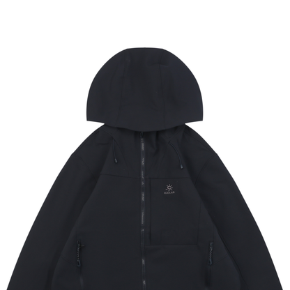 Kailas Outdoor Softshell Hooded Jacket – Black | Windproof Stretch Fleece-Lined Hiking Jacket