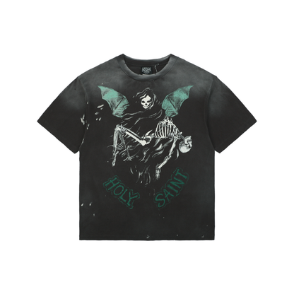 Saint Michael Skull, Devil, and Angel Print Short-Sleeve T-Shirt