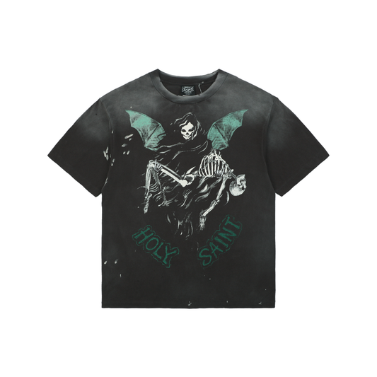 Saint Michael Skull, Devil, and Angel Print Short-Sleeve T-Shirt
