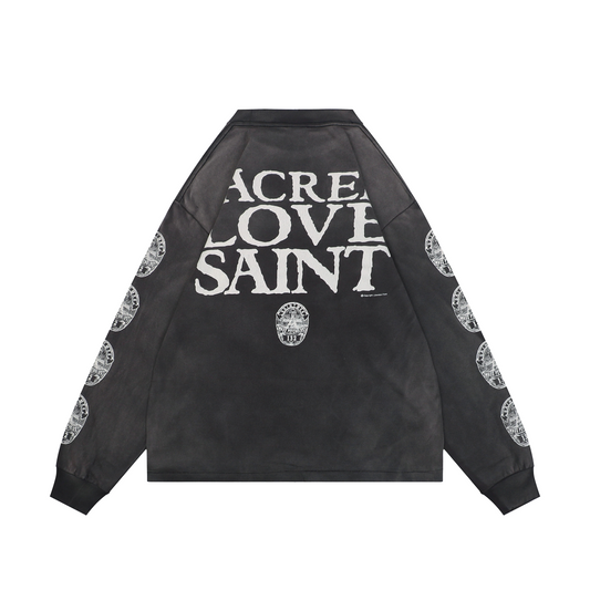 Saint Michael Large Jesus Portrait Print Long-Sleeve T-Shirt