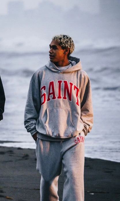 Saint Michael Saint Red Letter Print Hoodie